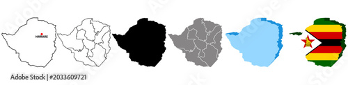 Foto set vector Zimbabwe map infographic icon collections