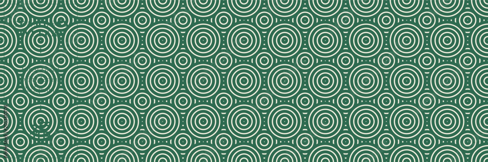 Fototapeta premium Natural Jade Seamless Pattern with Cream Circular Ornament, Oriental Lunar New Year Background for Asian Textile Design