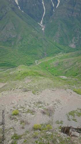 Aerial view of the mountains in spring