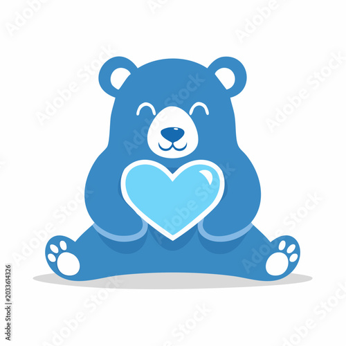 Cute Blue Teddy Bear Holding a Heart