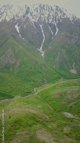 Aerial view of the mountains in spring