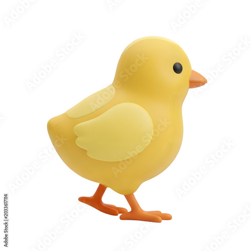 Cute Yellow Chick 3D Render