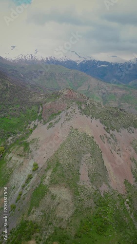 Aerial view of the mountains in spring