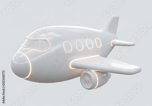 White minimalist toy airplane model on light background.