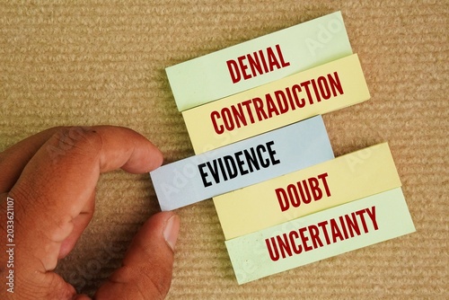 Картината върху платно Words opposite to Evidence are Denial, Contradiction, Doubt, Uncertainty