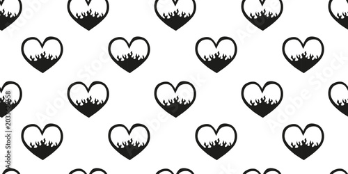 Neo tribal tattoo shape hrart Seamless Patern. Y2k black heart element. gothic print on white background.