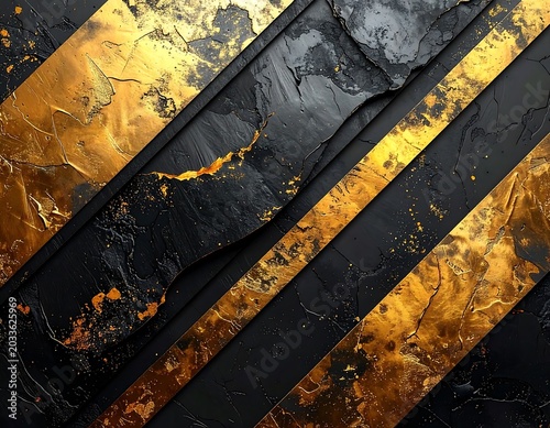 Layered Black and Gold Abstract Texture Arranged in Diagonal Geometric Composition