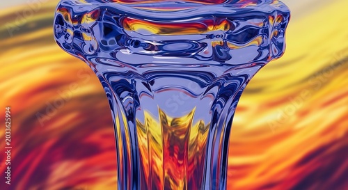 Close-up of blue glass vase.