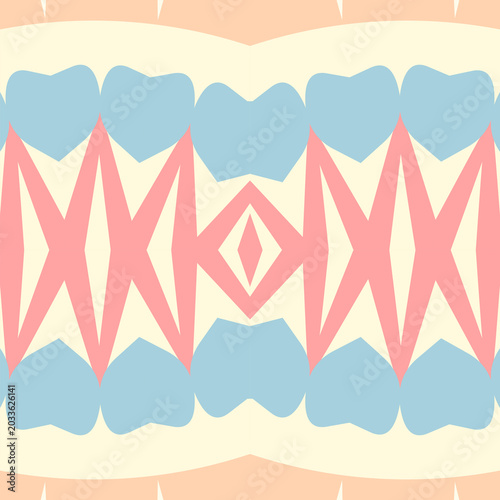 Foto Kaleidoscope-style motif in cream puff, creamsicle, coral red, dusty aqua, rainb