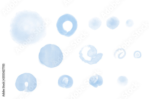 Blue Watercolor Circle Set | Hand Drawn Background Elements