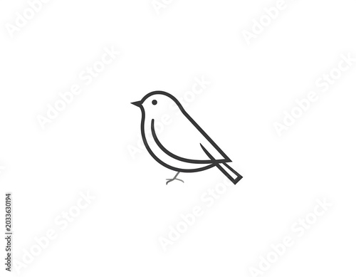 Minimalist Bird Outline Icon Standing on Light Gray Background