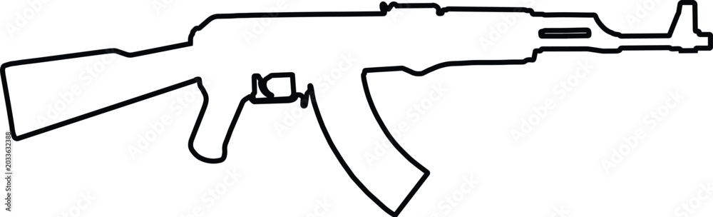 Fototapeta premium Outline silhouette of assault riffle.