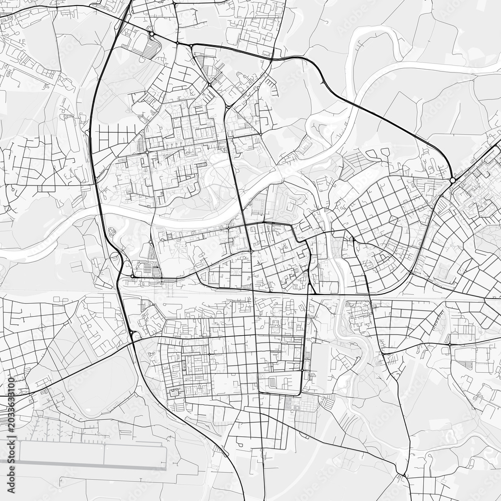 Fototapeta premium Pardubice City Map. Minimalist black and white line art poster for printing, wallpaper, wall art, and map resources for home and office decor