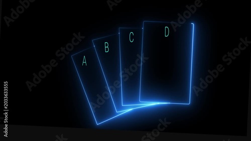 glowing neon playing card icon isolated on black background.