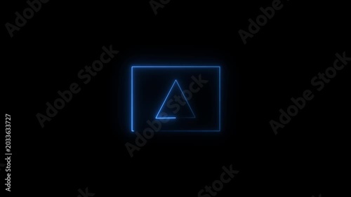 Animation of glowing neon attention icon signal.direction sign