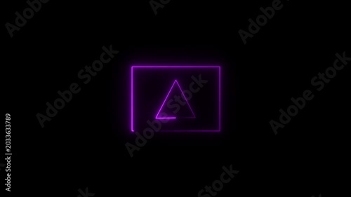 Animation of glowing neon attention icon signal.direction sign