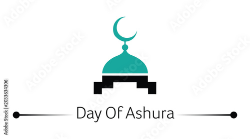 Schilderij op canvas Day of Ashura minimalist design featuring a mosque dome with crescent moon, symbolizing important religious observance and remembrance