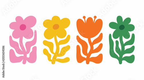 Obraz na plátně Abstract floral illustrations in four different colors