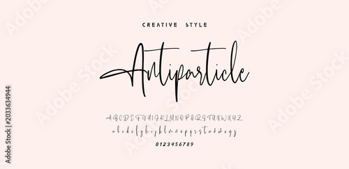 Antiparticle Script Font Design with Calligraphy Style Lettering