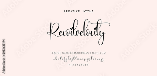 Handwritten Script Font with Calligraphy Style Letters and Numbers for Creative Design