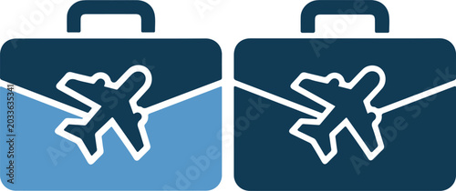 Briefcase with airplane icon business travel and corporate trip concept