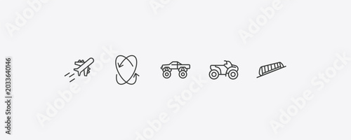 Photos transportation outline icon set