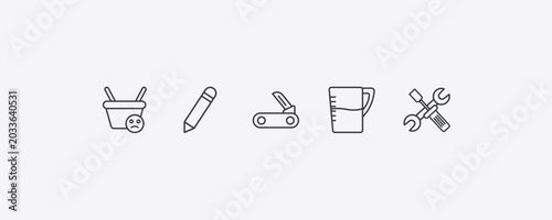 Billede på lærred tools and utensils outline icon set