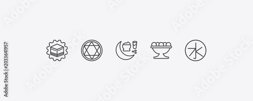 Bild auf Leinwand religion outline icon set