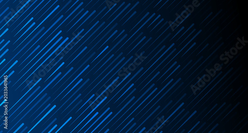 Abstract background with dynamic diagonal glowing blue speed lines on dark backdrop. Modern cyber tech or digital data network vector design