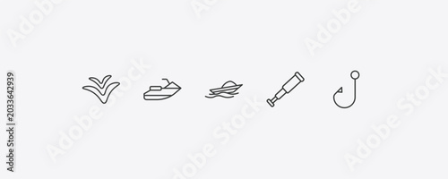 Bild auf Leinwand nautical outline icon set