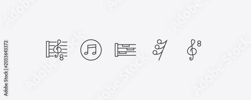 Fotografie music and media outline icon set