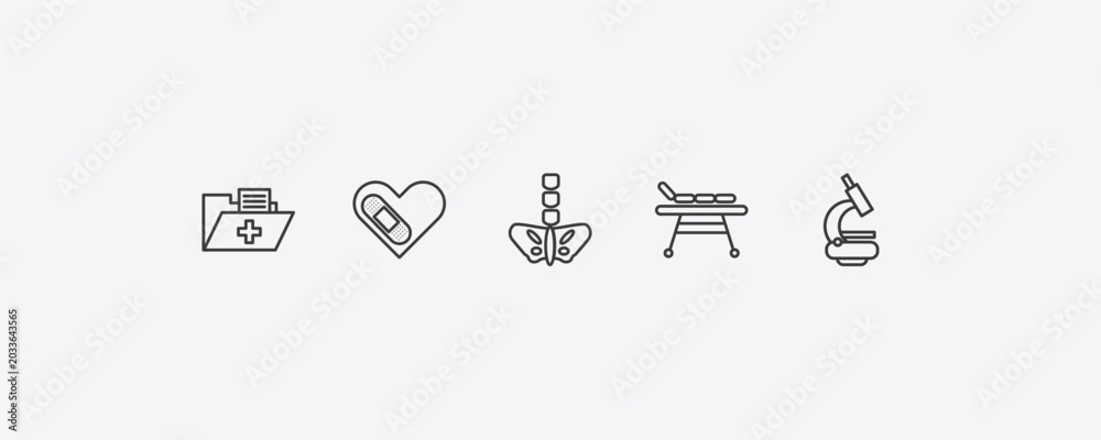 Fototapeta premium medical outline icon set. thin line medical results folders, cure, table of treatments, icons. editable vector