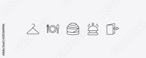 Bild auf Leinwand hotel and restaurant outline icon set