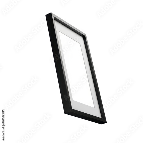 Minimalist black frame angled slightly on white background