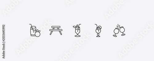 Schilderij op canvas drinks outline icon set