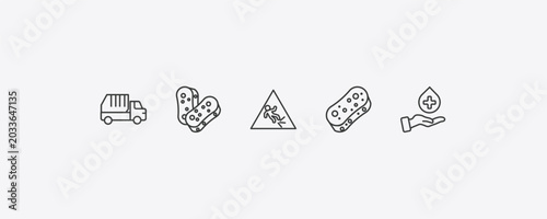 Konstfotografi cleaning outline icon set