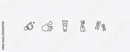 Schilderij op canvas cleaning outline icon set
