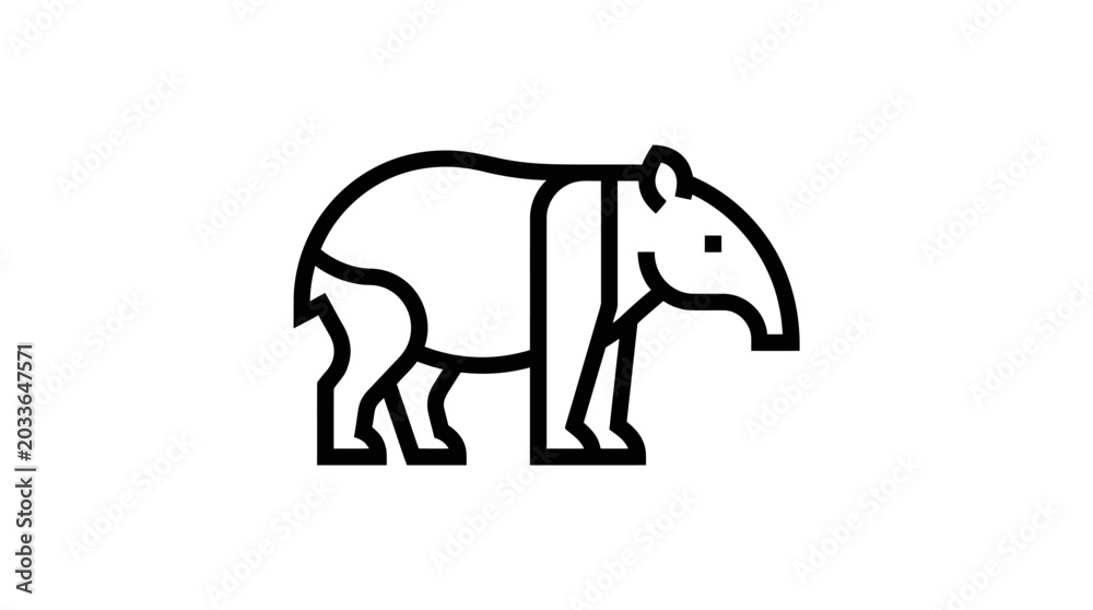 Fototapeta premium Tapir Icon Outline Vector - Simple Animal Graphic