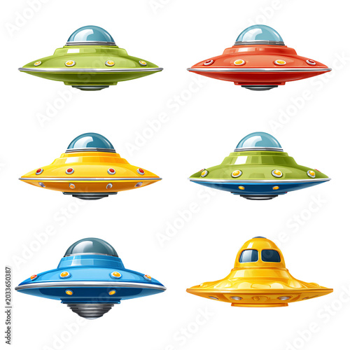 Professional Set of UFO on Transparent Background for Creative Projects