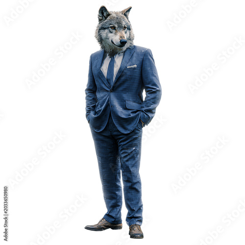 Wolf in Business Suit on Transparent Background - Professional Business Image