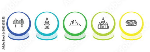 Fotografie monuments outline icon set