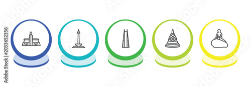 Photos monuments outline icon set