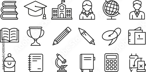 Tableau sur toile A clean, modern, high-quality line icon set