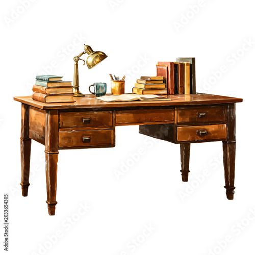 Modern Study Desk on Transparent Background for Professional Use