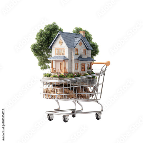 Professional Tiny House Shopping Cart Image with Copy Space for Design Projects