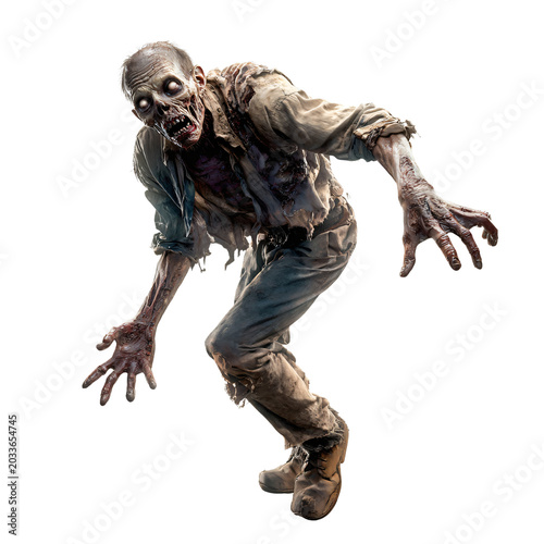 Spooky Zombie Rising from Ground on Transparent Background for Halloween Designs
