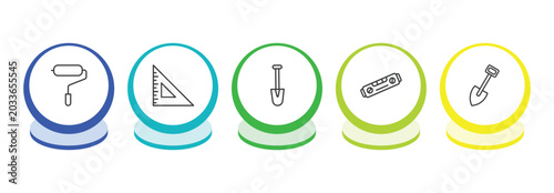 Bild auf Leinwand construction tools outline icon set