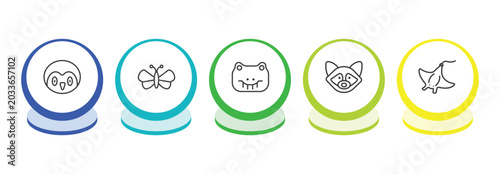 Photography animals outline icon set
