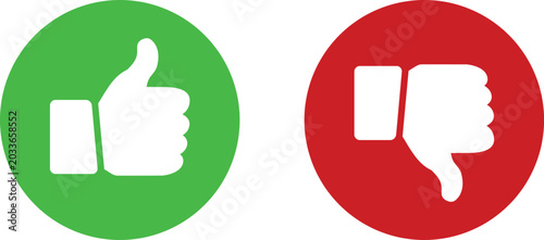 Vászonkép Thumb up and thumb down vector icon collection, showing positive and negative ha
