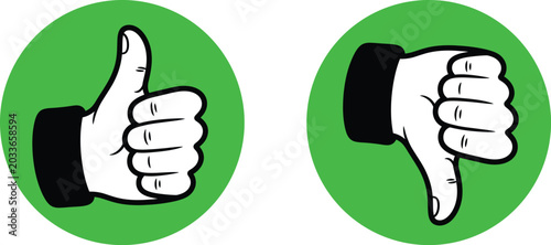 фотографія Thumb up and thumb down vector icon collection, showing positive and negative ha